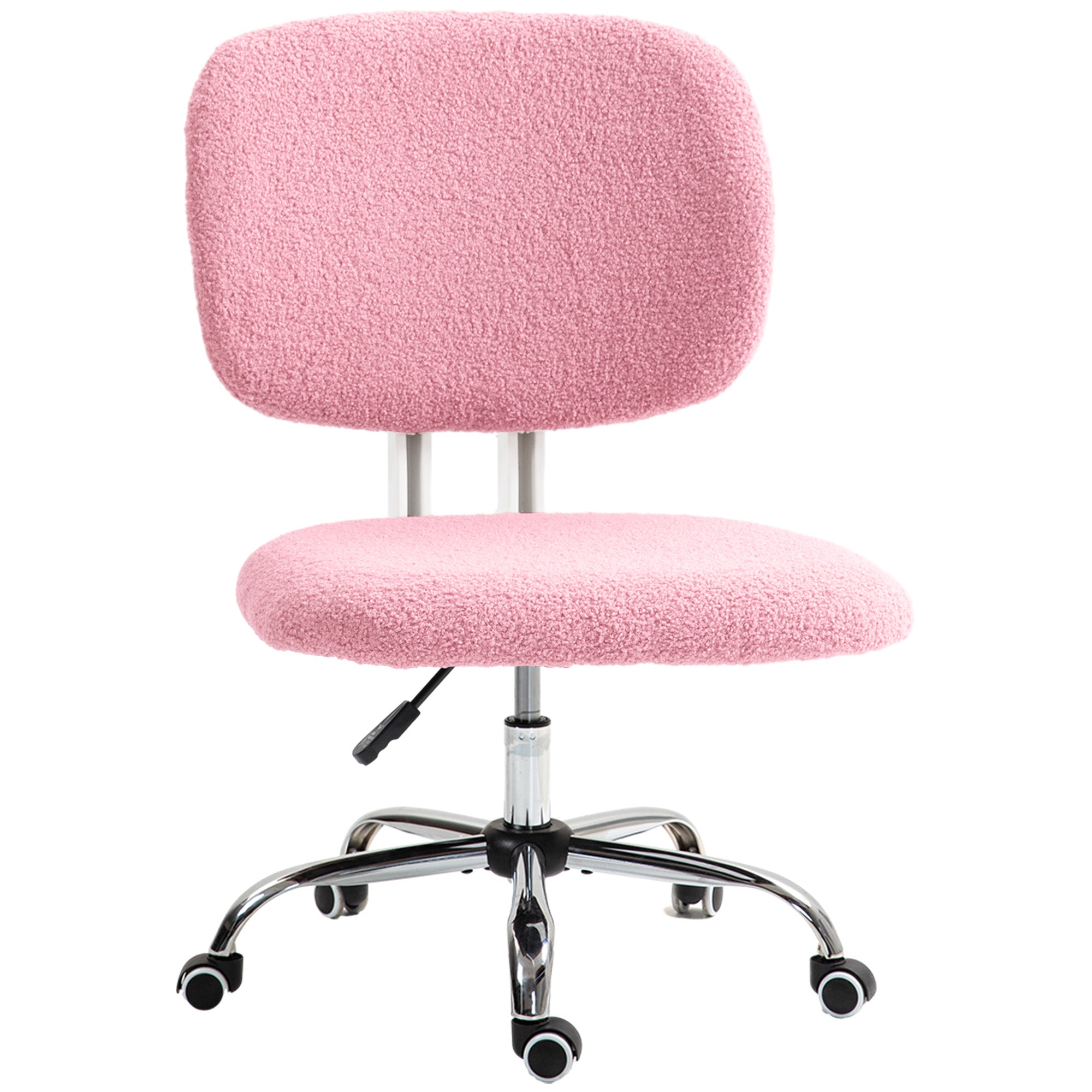 Teddy Fleece Armless Office Chair - Pink