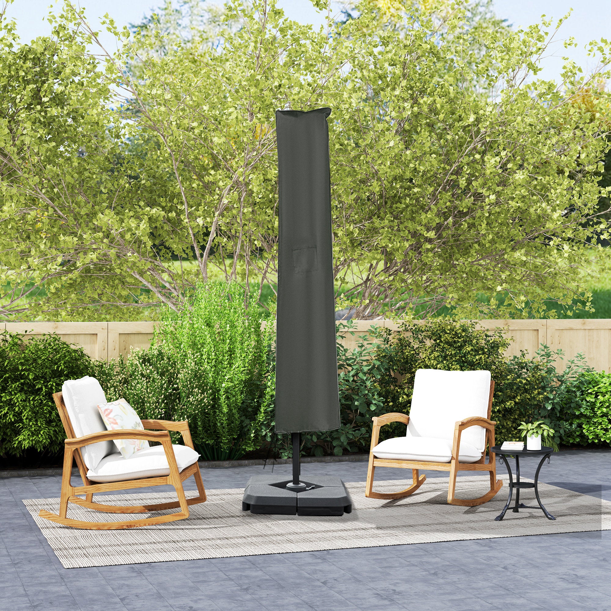 2.7 x 2.7(m) Cantilever Parasol with Aluminium Frame, Crank and Tilt, 360° Rotation, Double Top Garden Umbrella with Base and Cover, Khaki