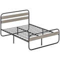 King Size Industrial Steel Bed Frame with Wood Effect - Black
