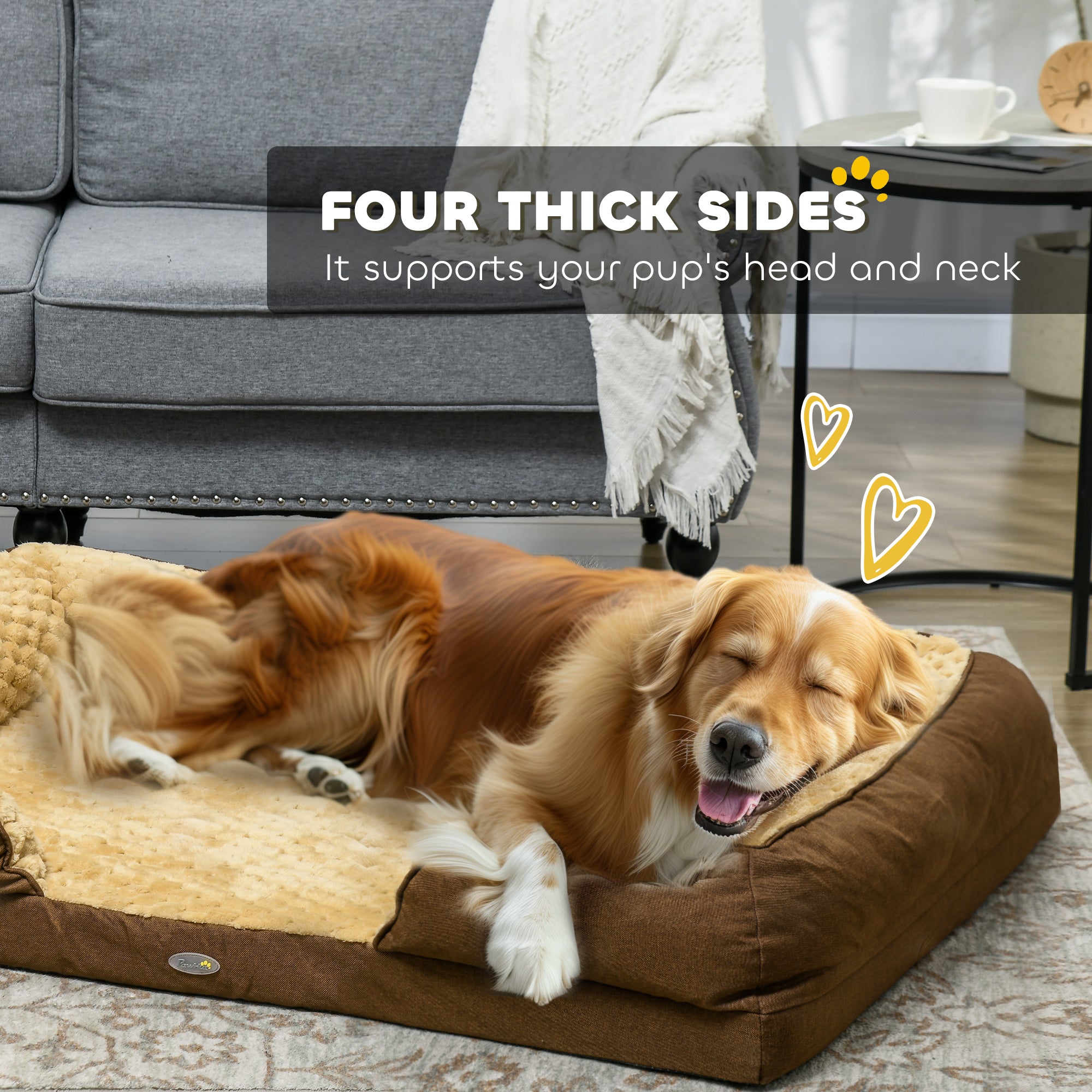 Calming Dog Bed Pet Mattress w/ Removable Cover, Anti-Slip Bottom, for Large Dogs, 120L x 80W x 22Hcm - Brown