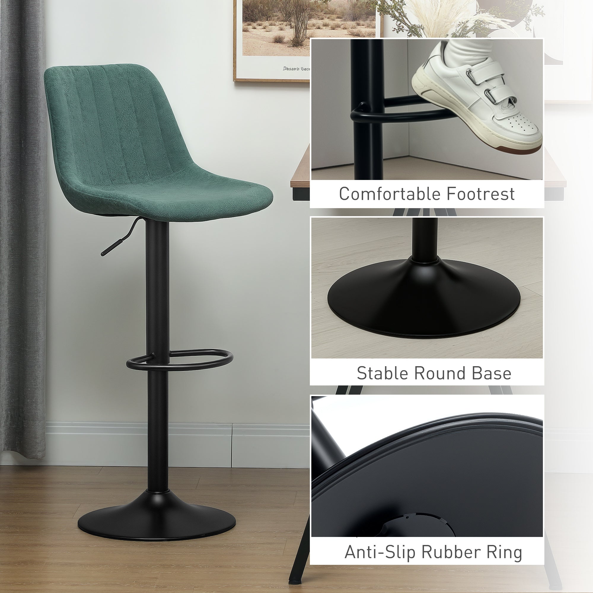 Set of Two Chenille-Feel Tub Bat Stools - Green