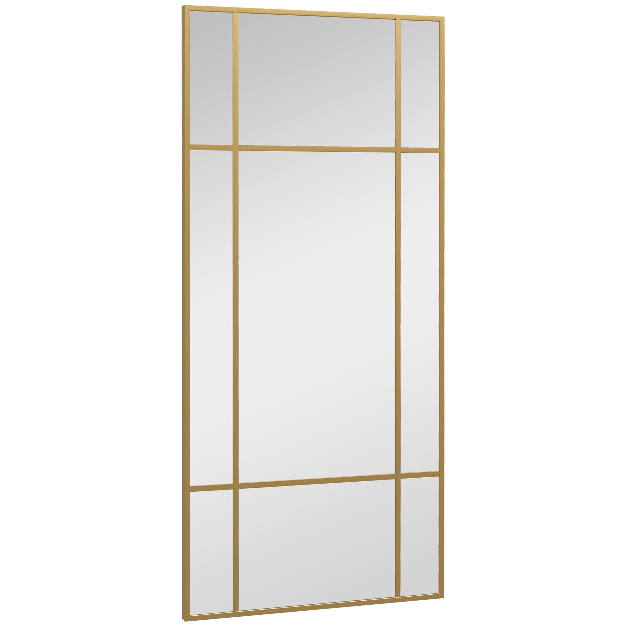 Decorative Grid Wall Mirror, with Back Hooks - Gold Tone