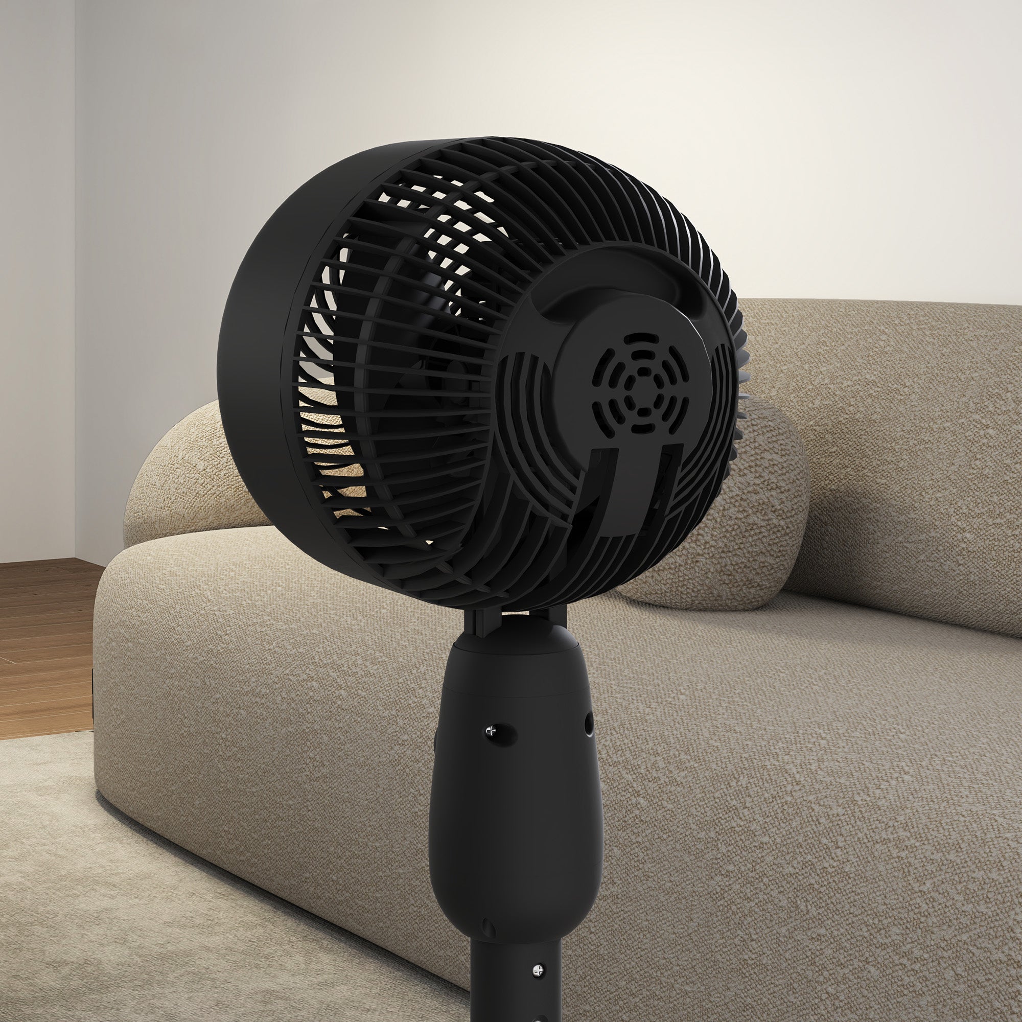 Pedestal Fan, Powerful Air Circulator, 12 Inch Floor Standing Fan with 3 Speed Settings, Oscillating Function for Bedroom, Home and Office, Black