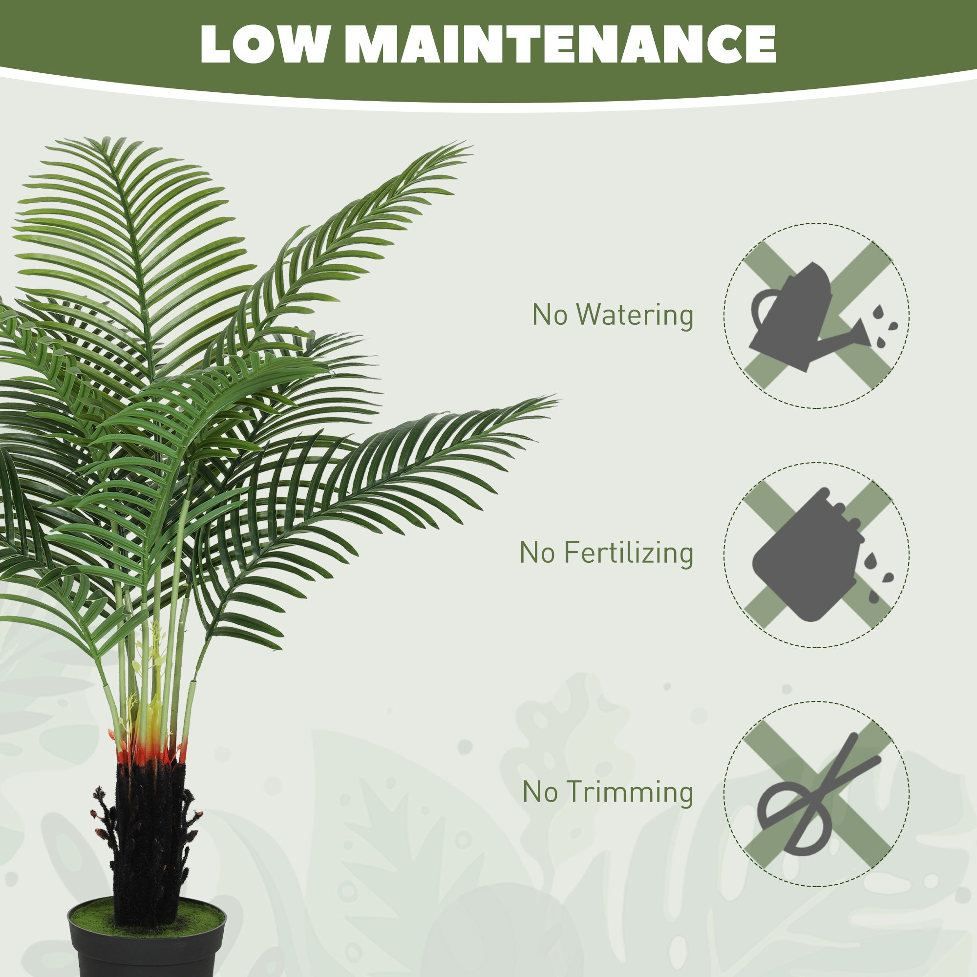 120cm Artificial Areca Palm Tree with 9 PE Leaves, Decorative Artificial Plant with Plastic Pot and Flocked Soil, Fake Plant for Home Office Decor, Green
