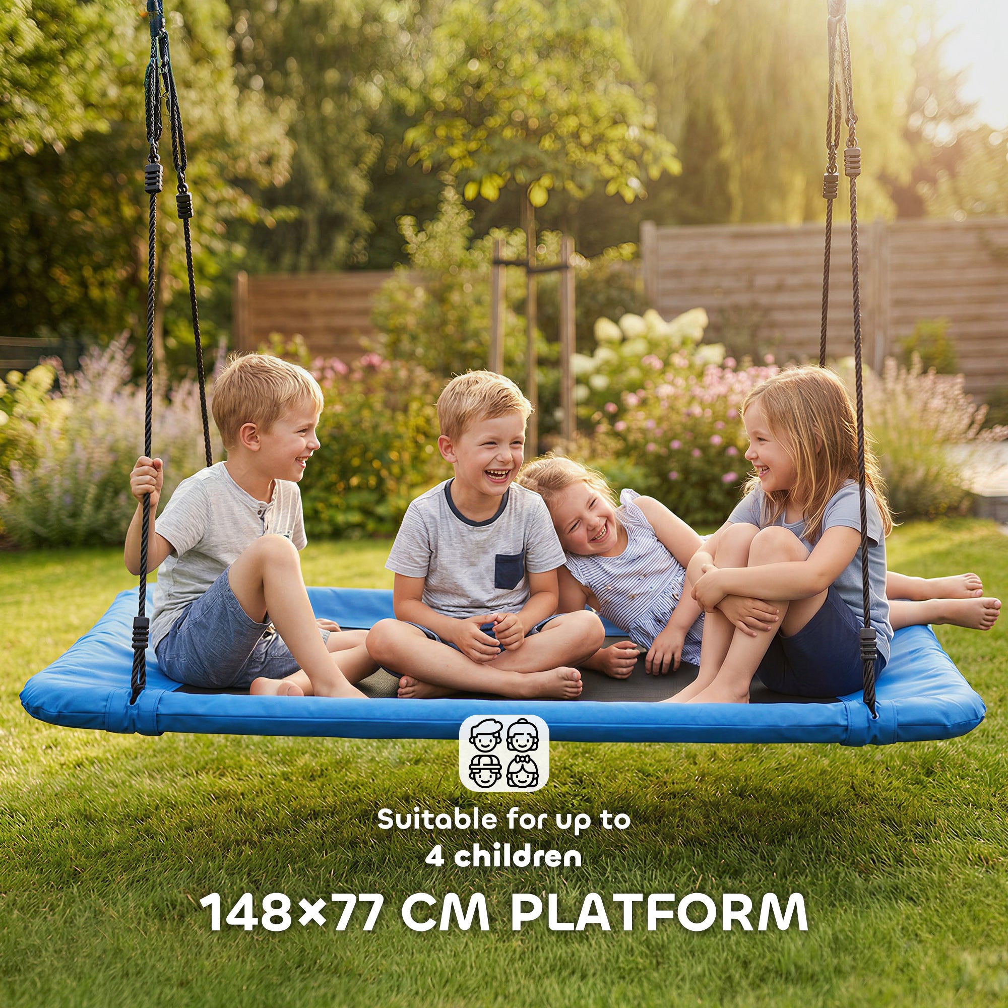 Nest Swing with Adjustable Ropes and Tree Straps, Basket Swing for Kids, 300KG Capacity for Indoor Outdoor, Blue