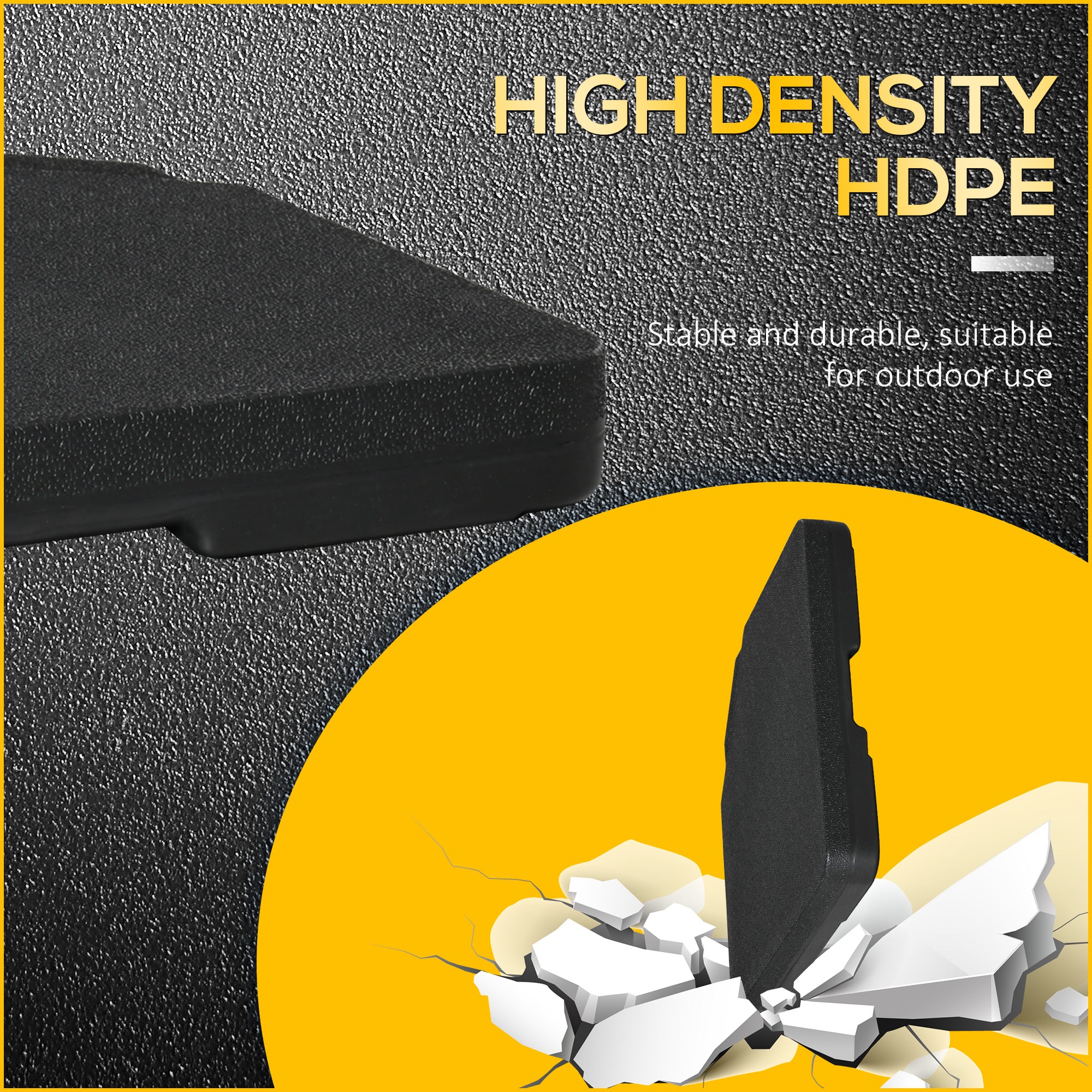 Four-Piece Plastic Cantilever Parasol Base with Hooks - Black