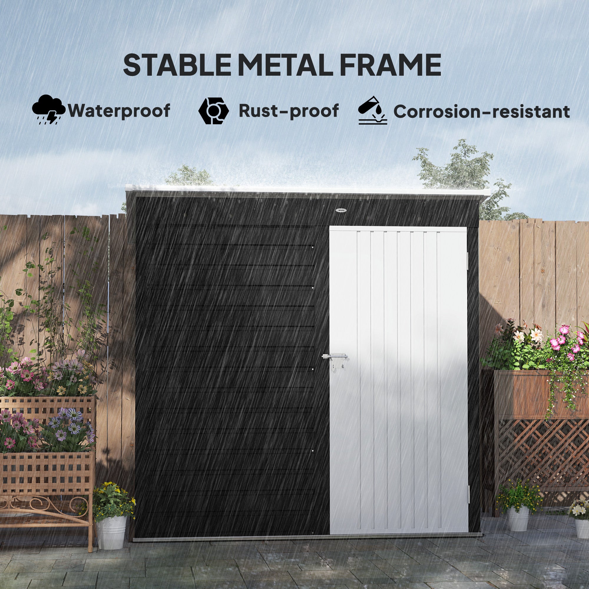6 x 4ft Metal Garden Storage Shed with Lockable Door - Dark Grey