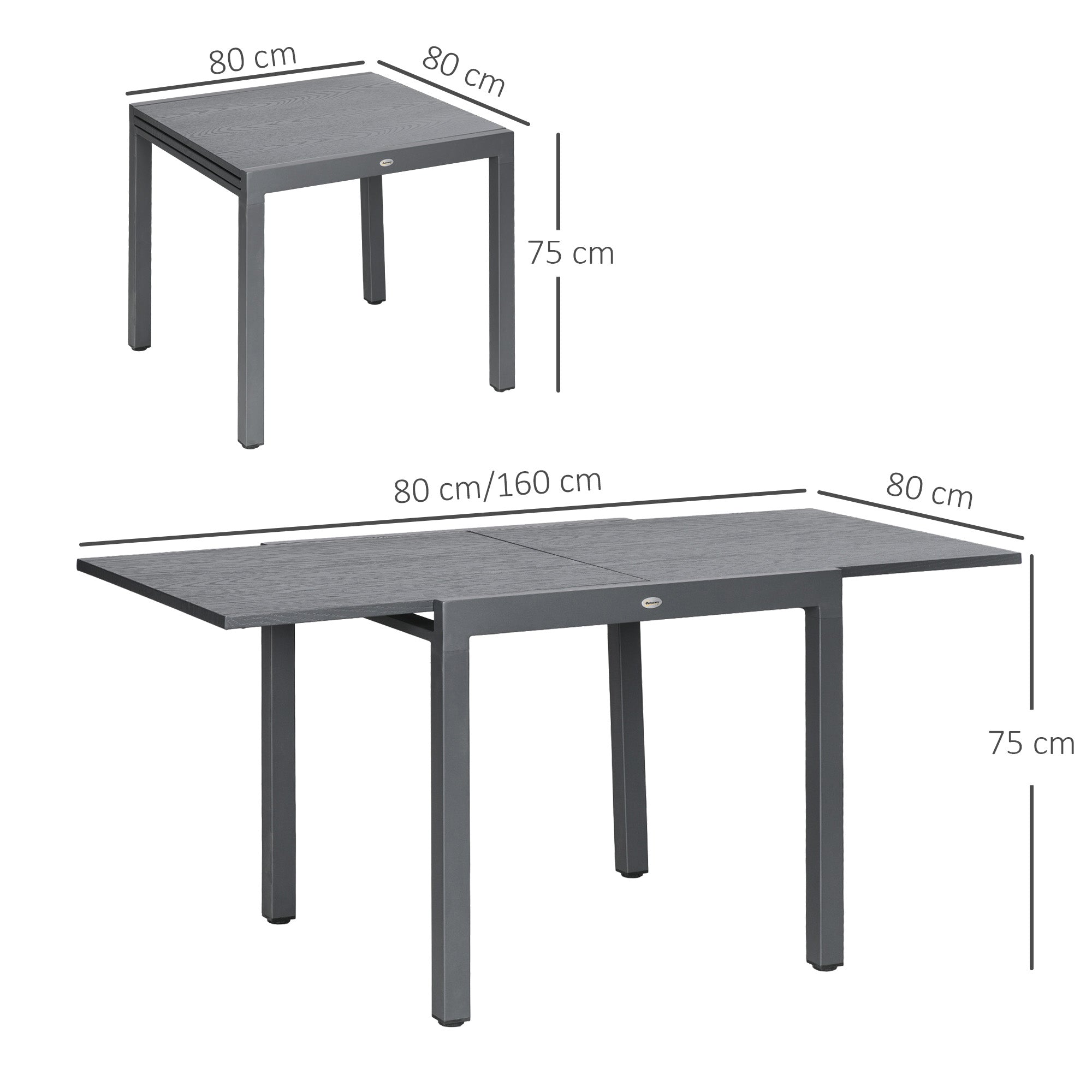 Aluminium and Steel Expanding Six-Seater Garden Table - Grey