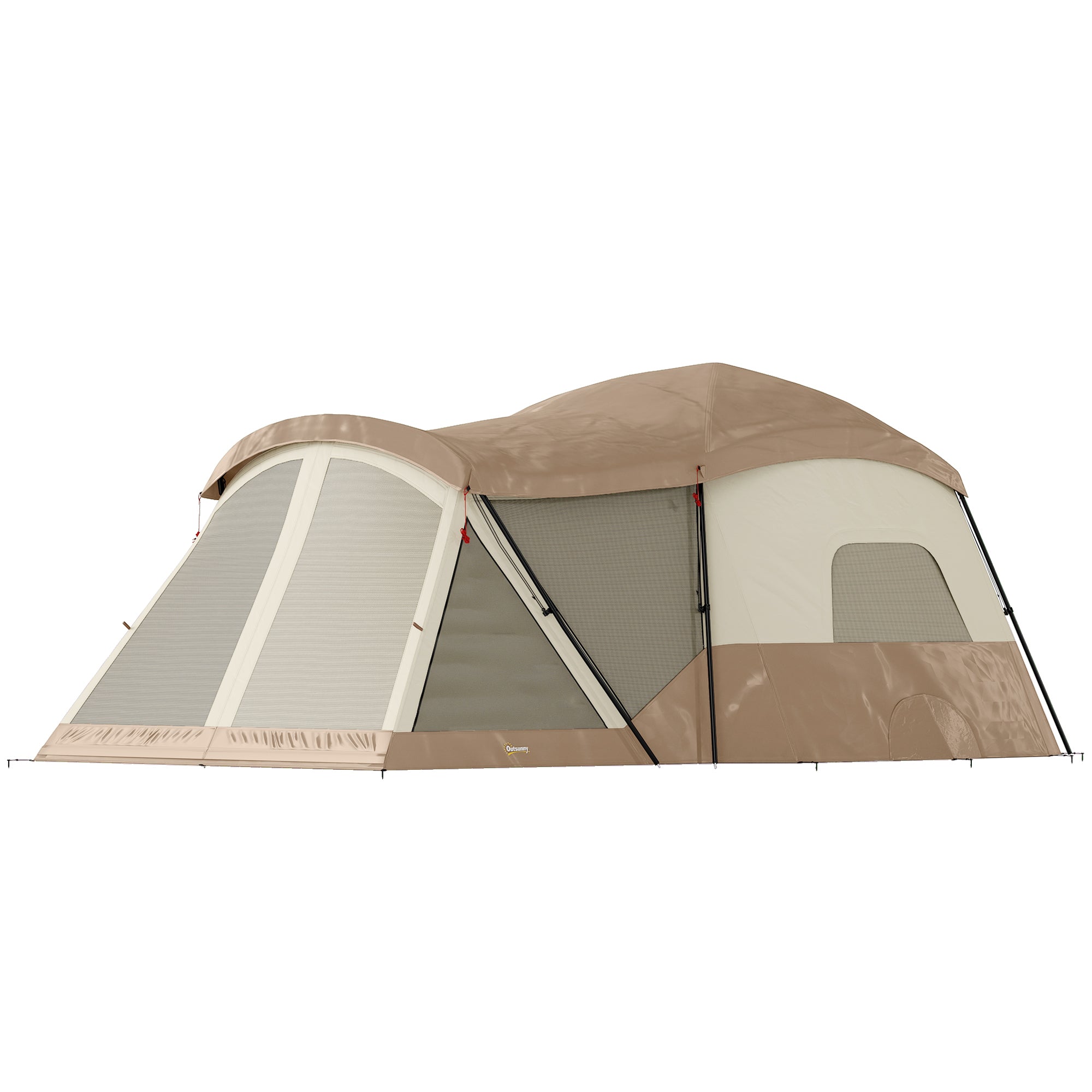 Cabin Tent Waterproof Camping Tent with Two Room for 4 Person Brown