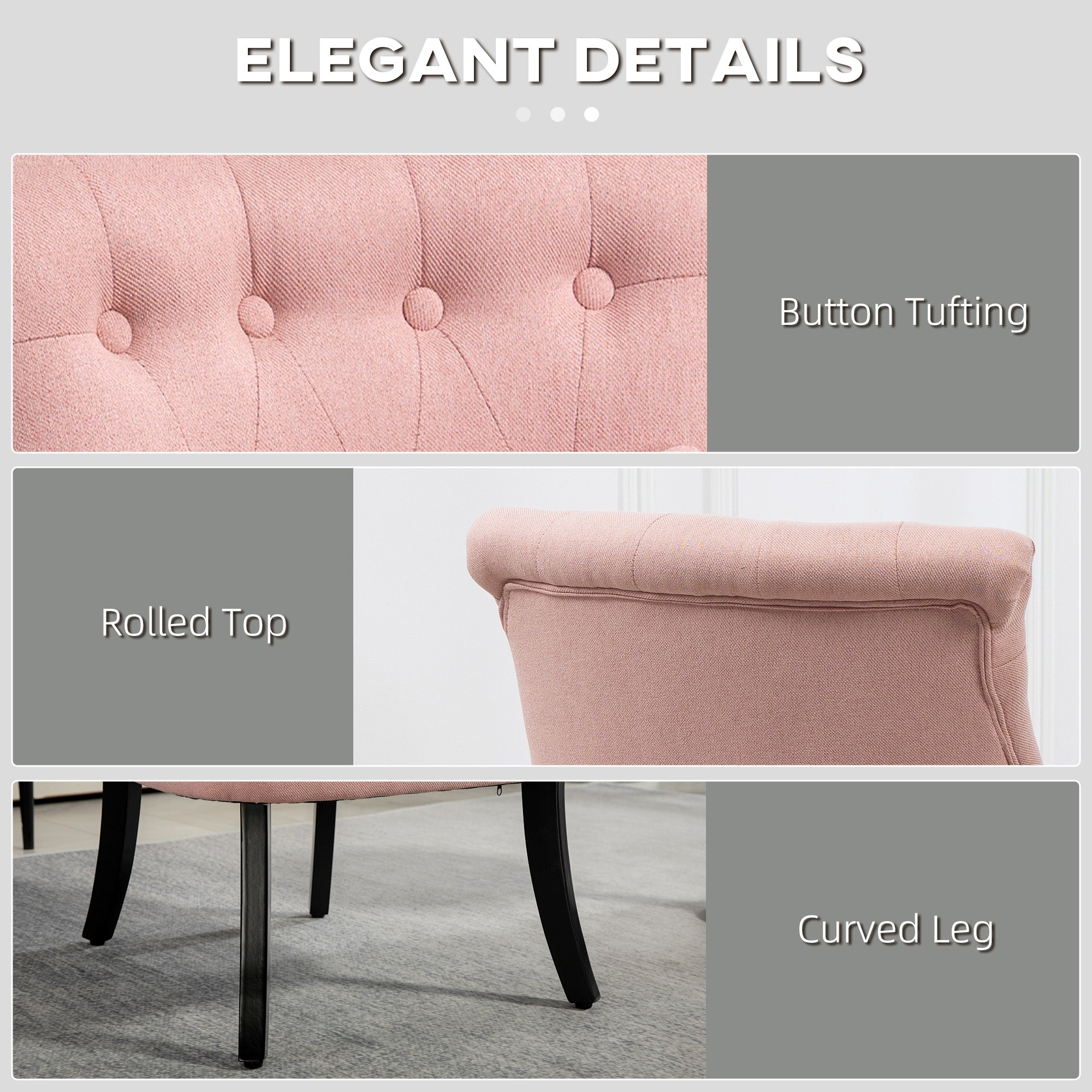 Fabric Single Sofa Dining Chair Tub Chair Upholstered W/ Pillow Solid Wood Leg Home Living Room Furniture Pink