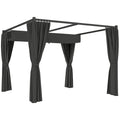 3 x 3m Retractable Pergola with Curtains for Garden, Patio, Deck - Charcoal Grey