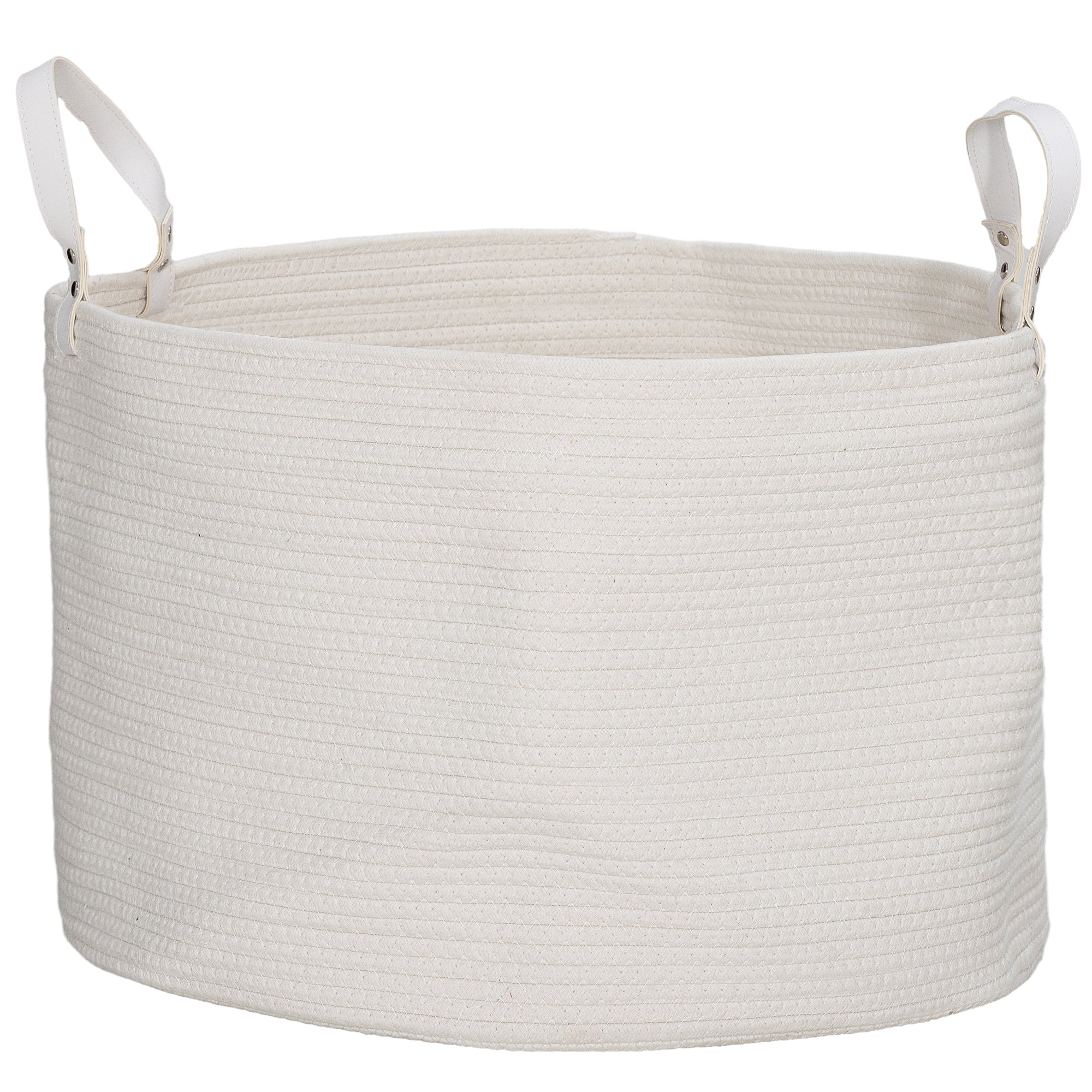 88L Cotton Rope Laundry Basket, with Handles - Cream White