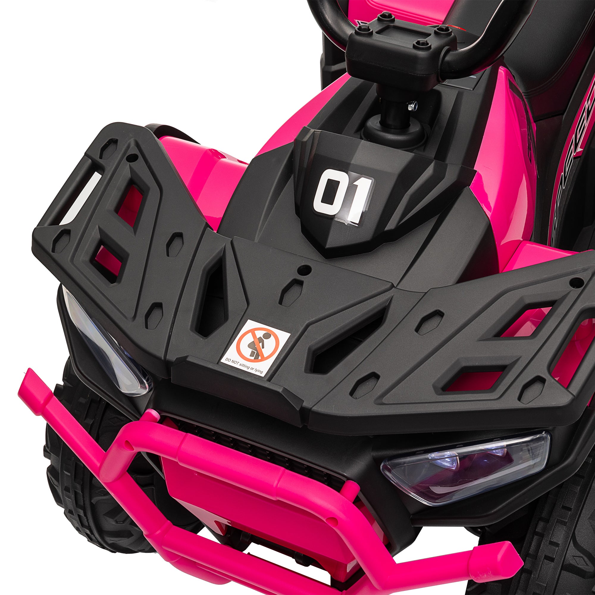 12V Kids Electric Ride on ATV, Battery Powered Quad Bike w/ Spring Suspension, Forward Backward, Storage Basket - Pink