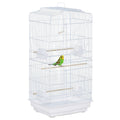 Large Metal Bird Cage with Perches, Food Bowls & Swing for Budgies and Parakeets - White