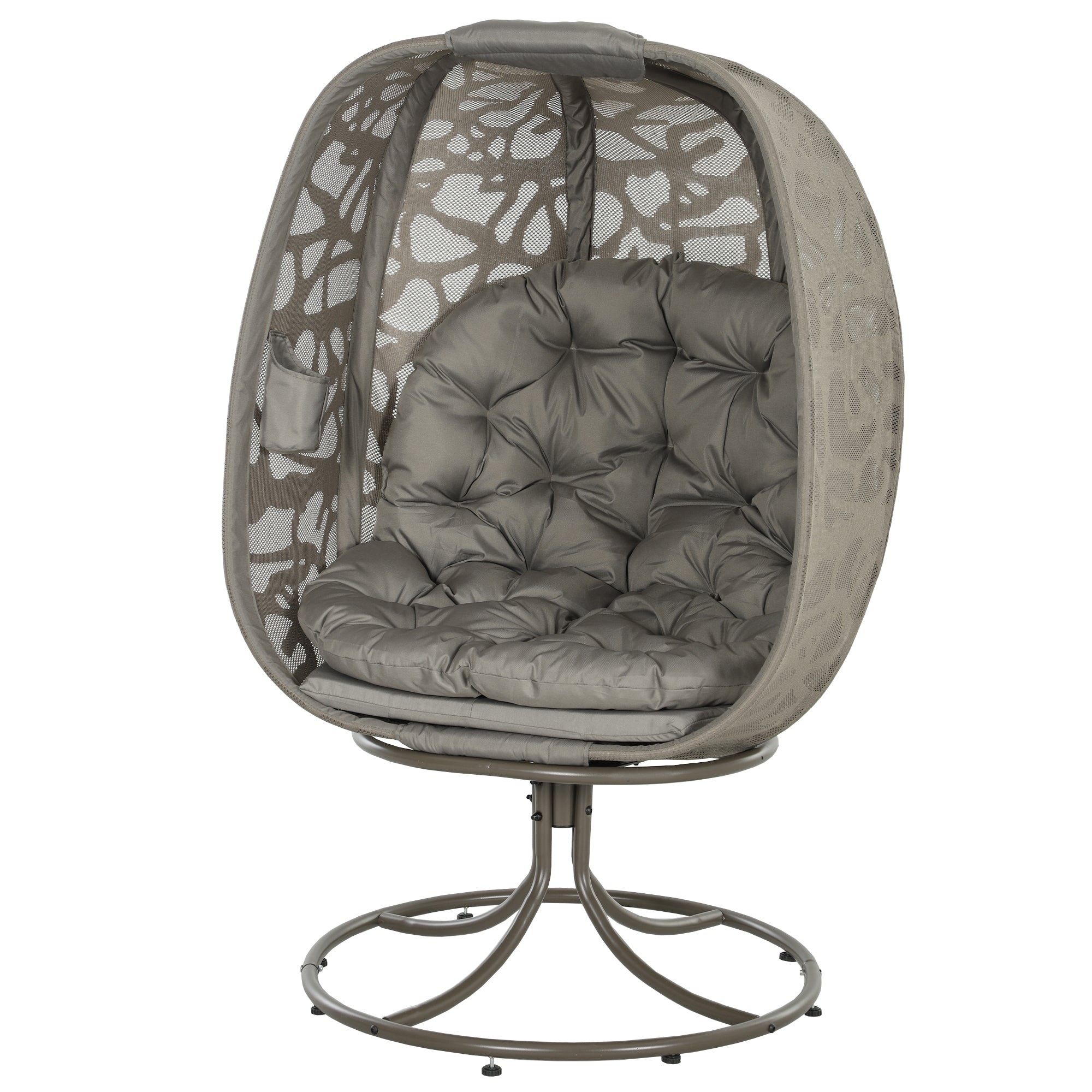 Swivel Egg Chair with Cushions and Metal Frame - Sand Brown