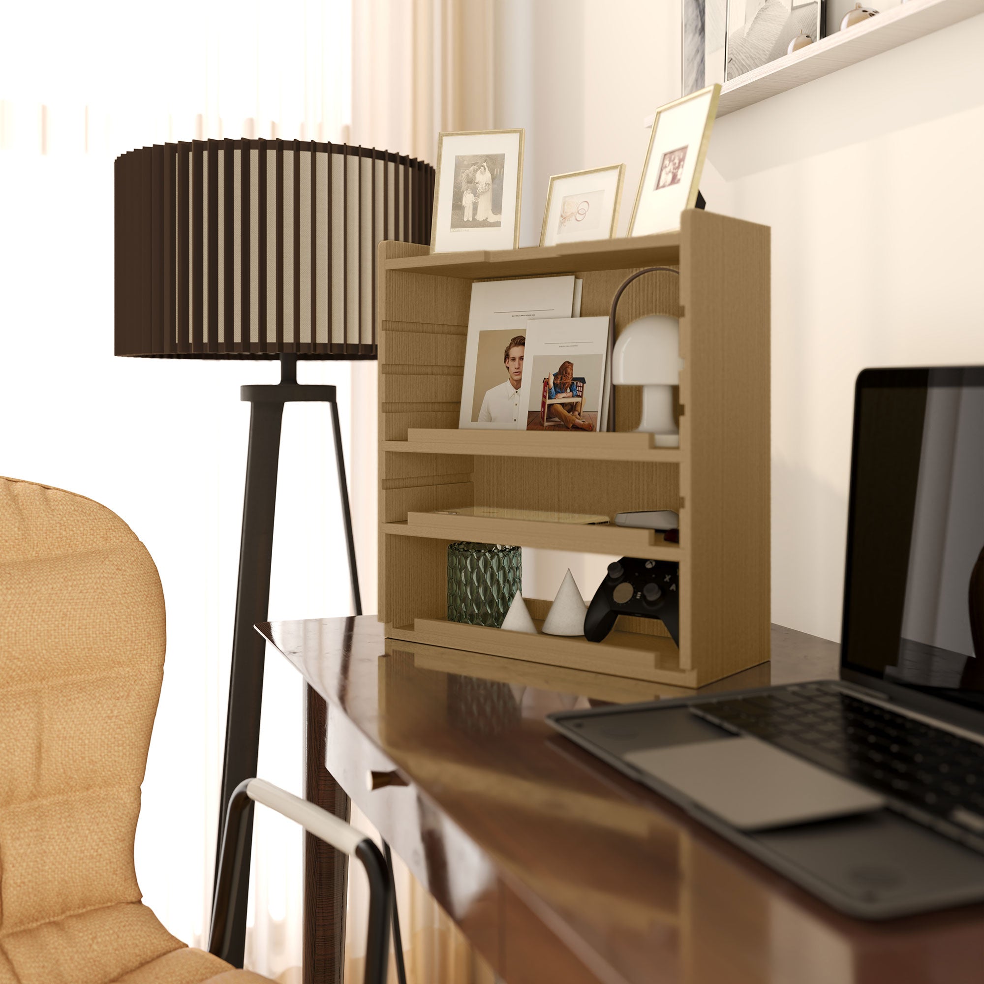 Four-Tier Desktop Organiser - Oak Tone