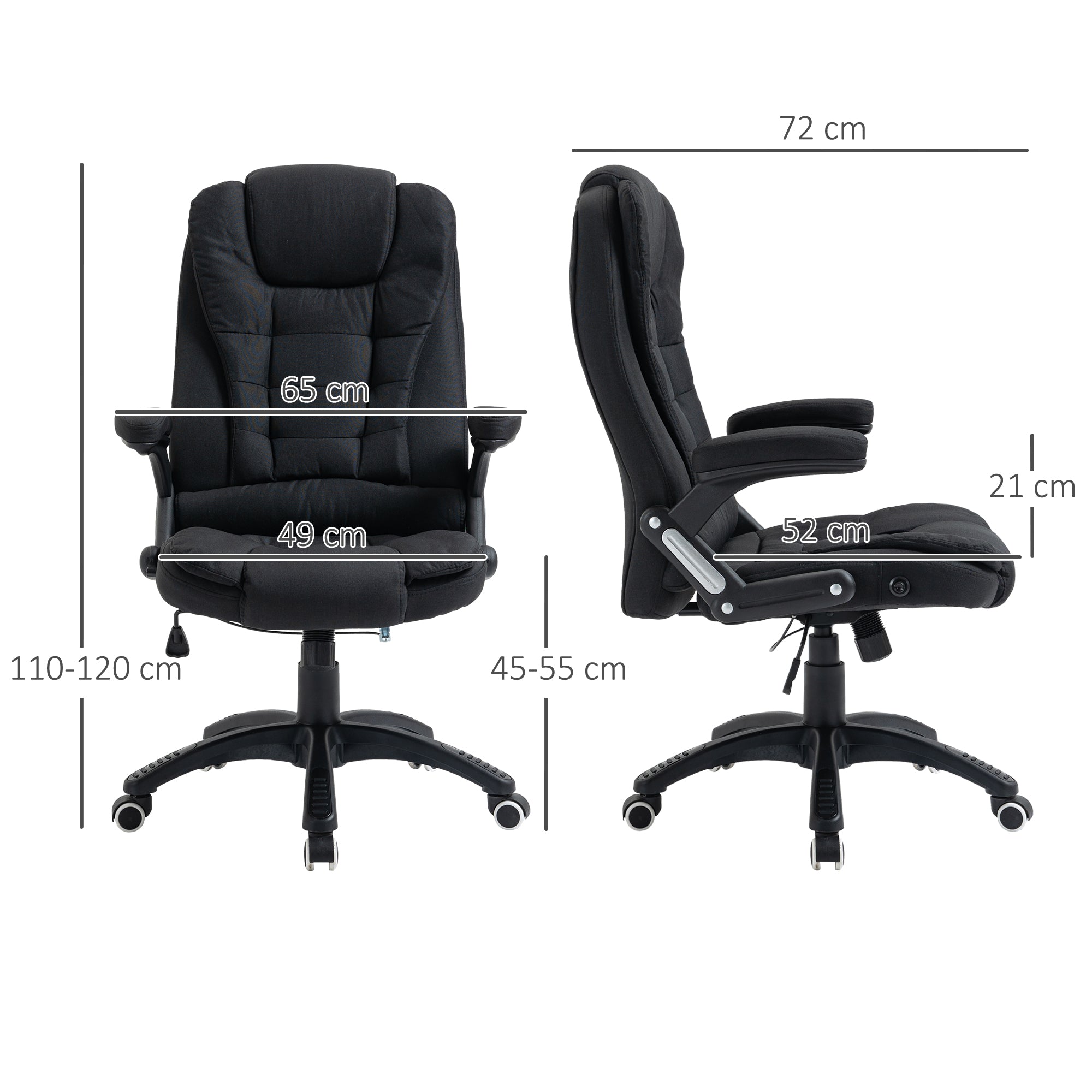 Ergonomic Office Chair Comfortable Desk Chair with Armrests Adjustable Height Reclining and Tilt Function Black