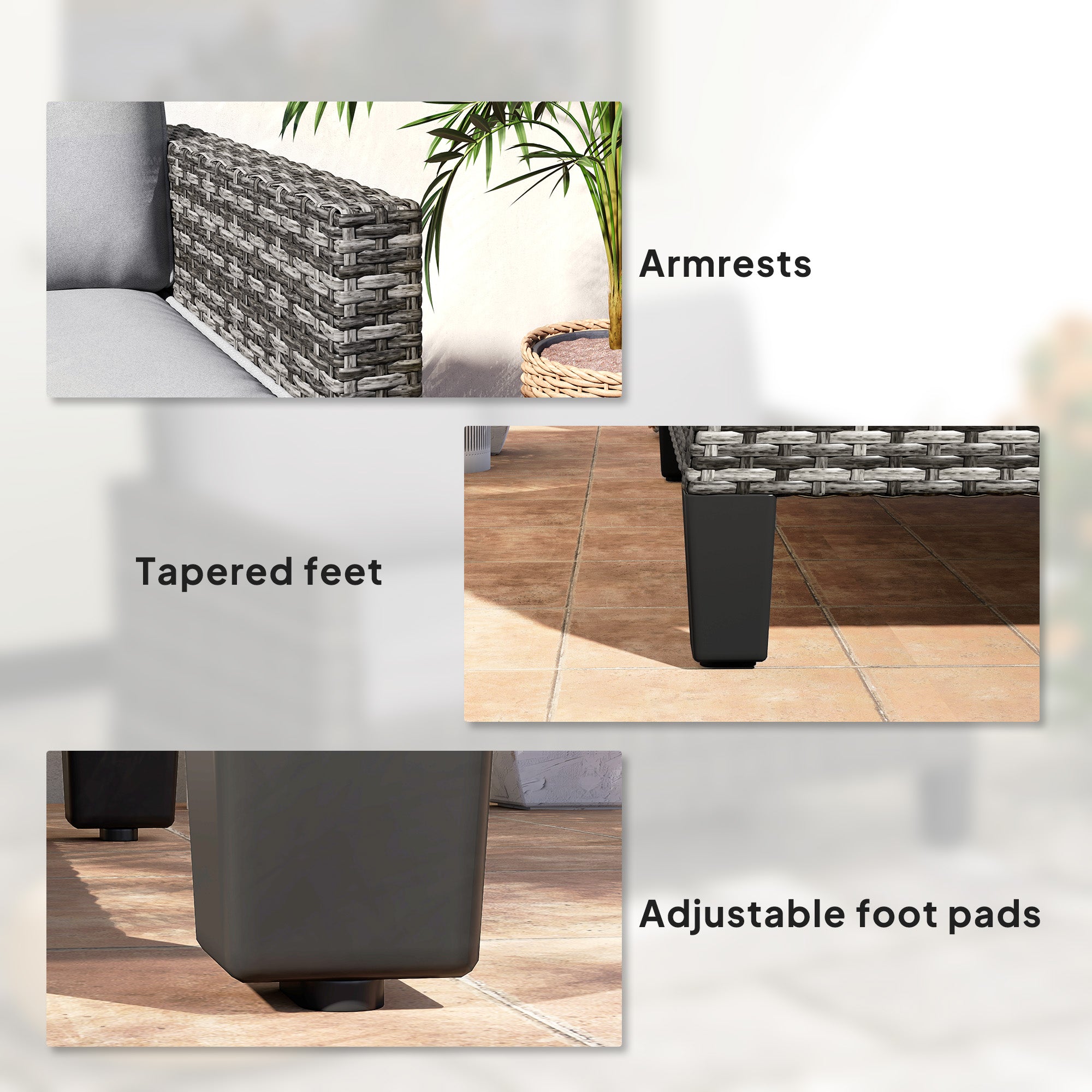 Two-Seater Rattan Outdoor Sofa - Dark Grey