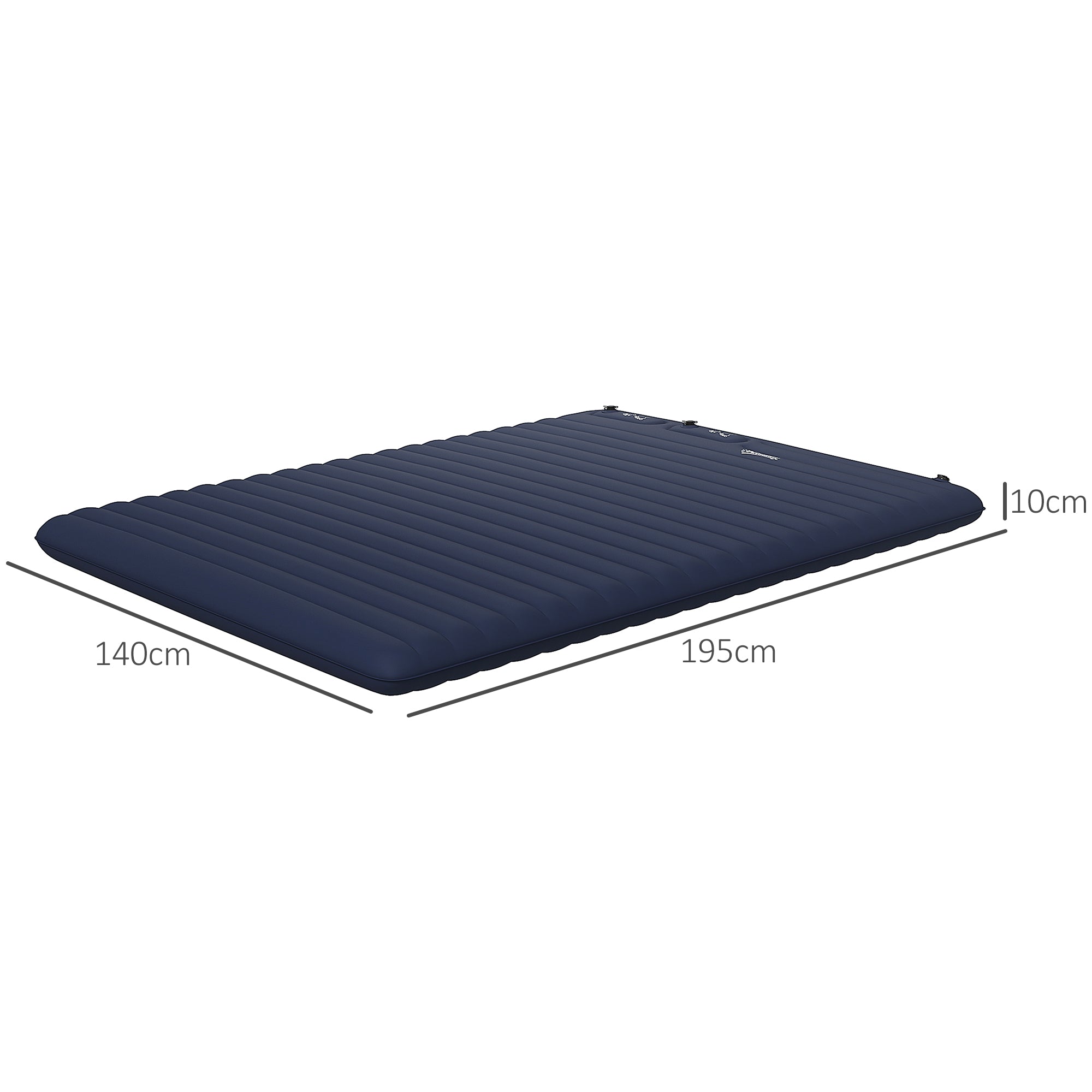 Double Inflatable Mattress, with Built-In Pump - Blue