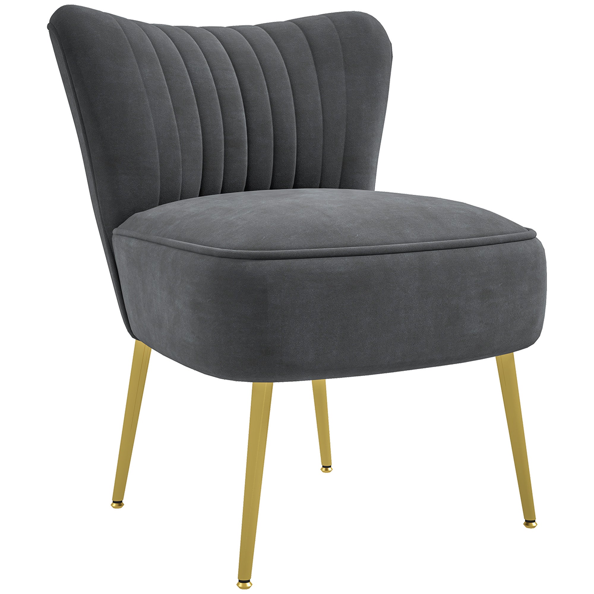 Velvet-Feel Tub Accent Chair - Grey