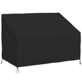 600D Oxford Cloth 2 Seater Sofa Furniture Cover Waterproof for Garden Patio - Black
