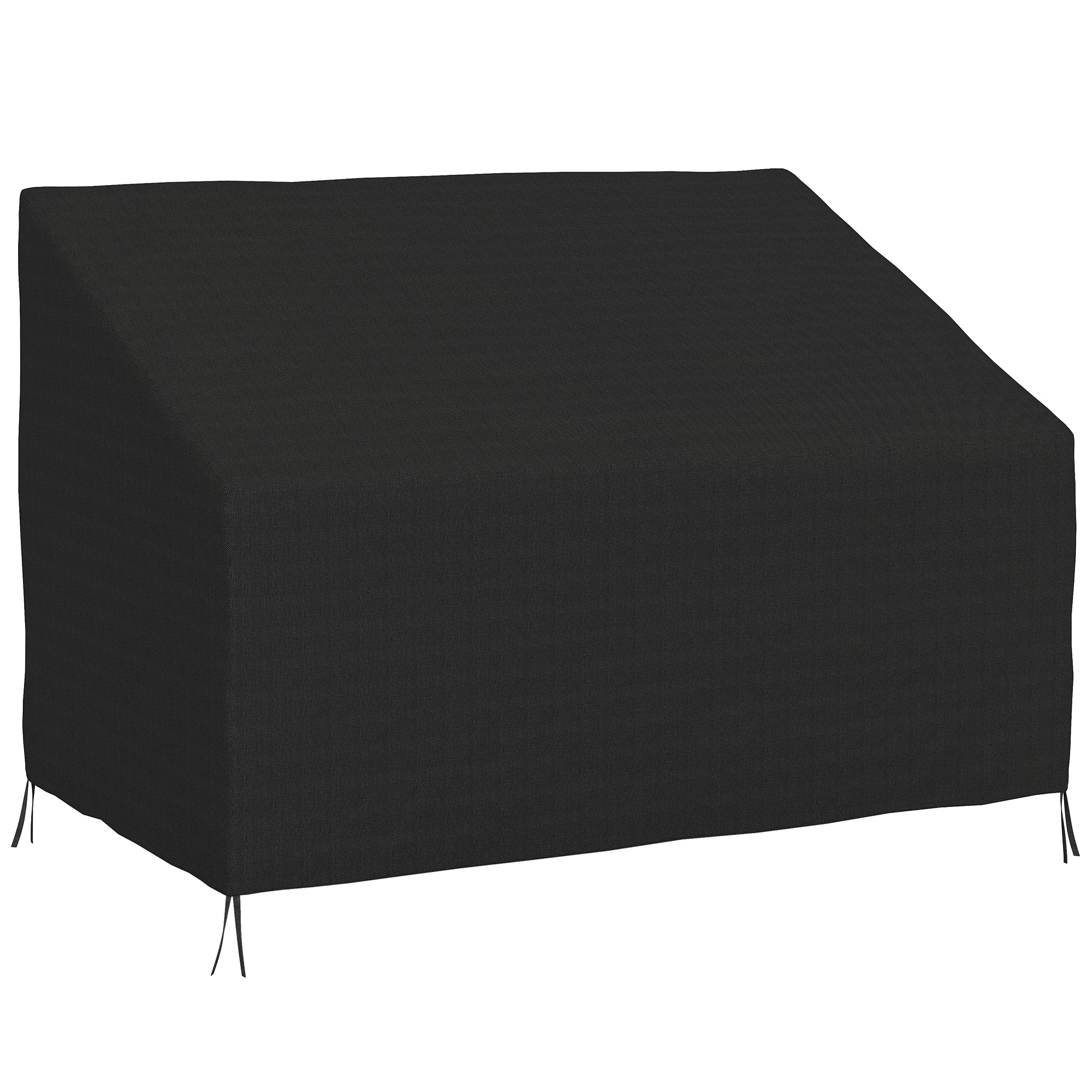 600D Oxford Cloth Furniture Cover, 2 Seater Sofa Protector for Garden Patio, Outdoor, Waterproof, Black, 140L x 84W x 56/94H cm