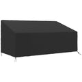 600D Oxford Cloth 3 Seater Sofa Furniture Cover Waterproof for Garden Patio - Black