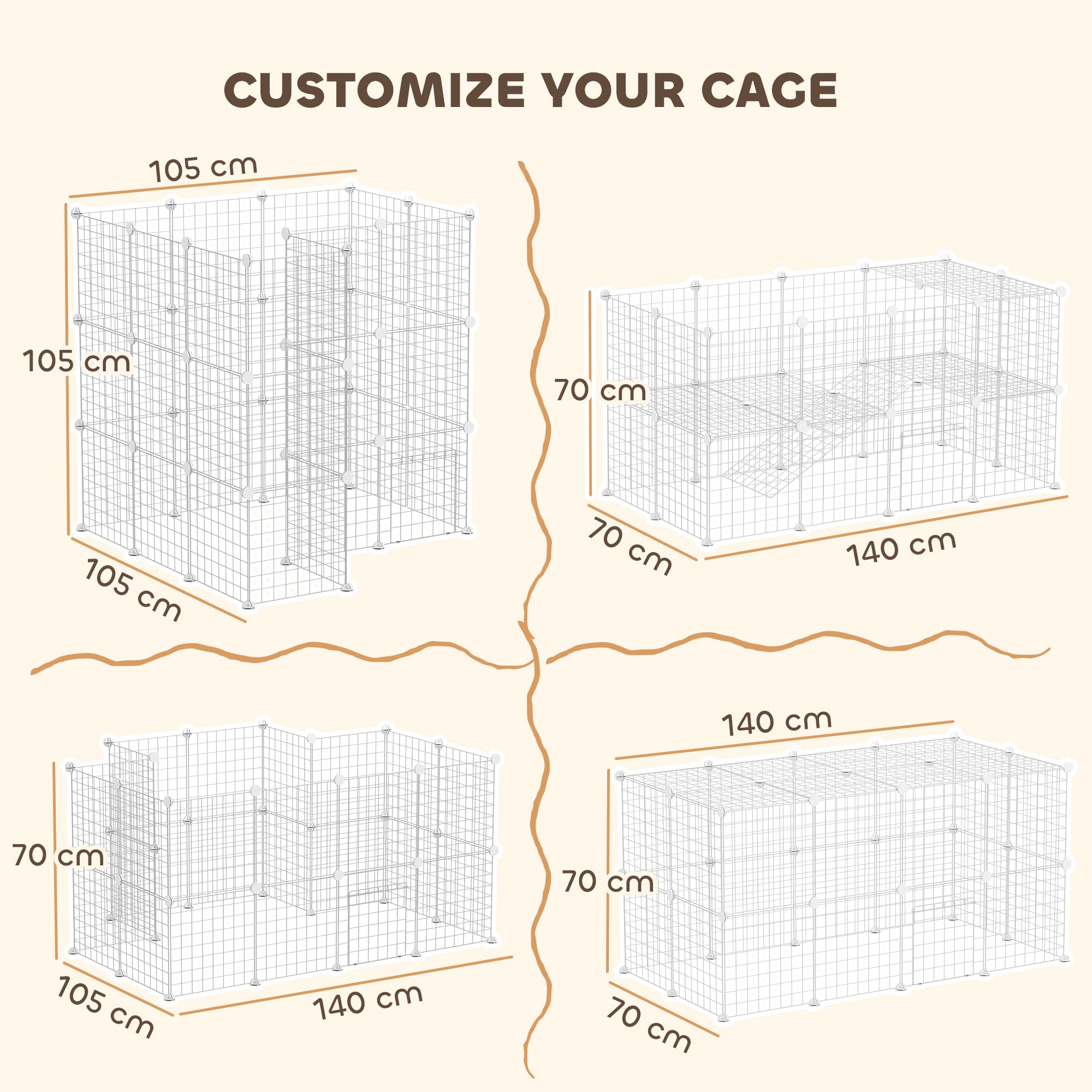 DIY 36 Panel Pet Playpen Metal Wire Fence for Chinchilla, Hedgehog, Bunny, Indoor, Outdoor Use, White