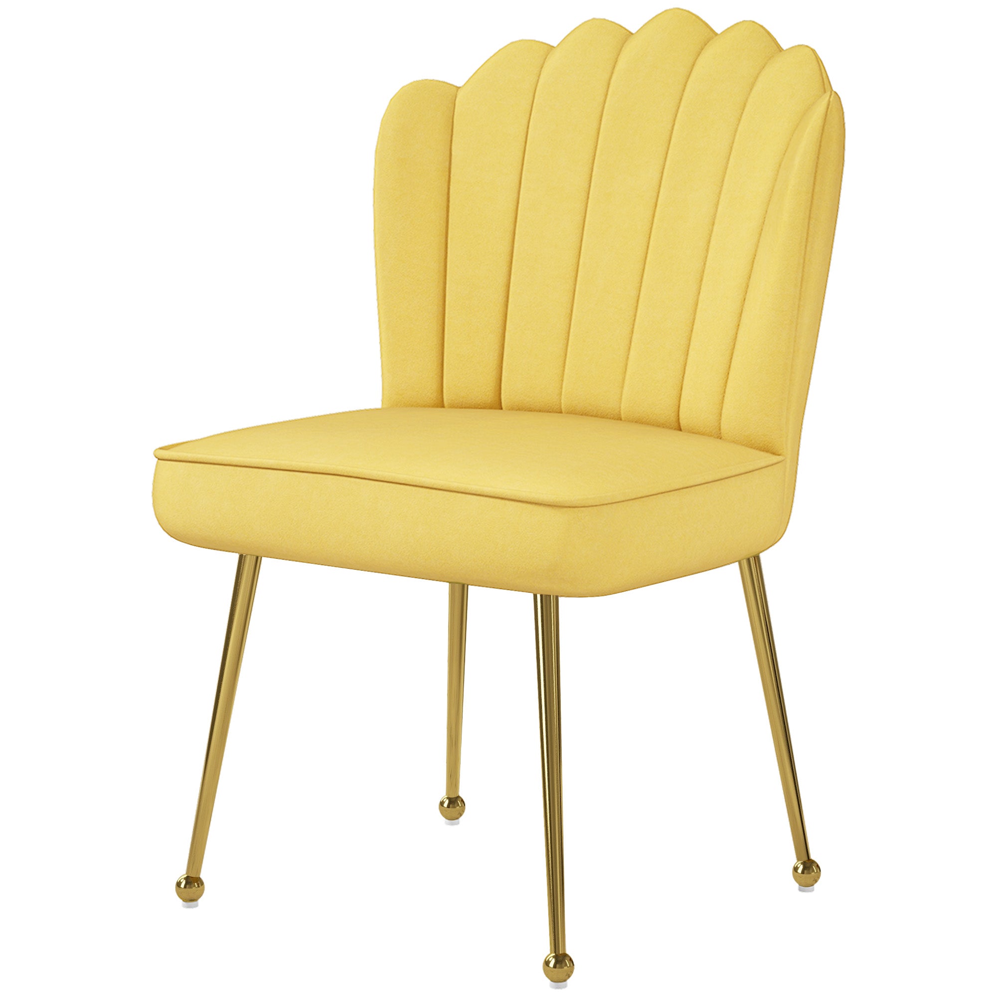 Velvet-Feel Shell Accent Chair - Yellow