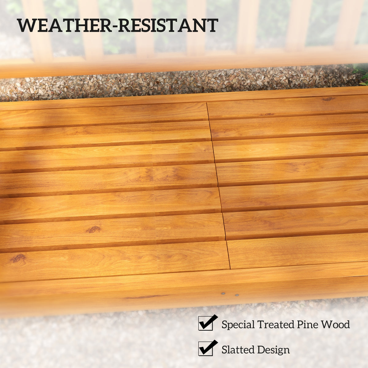 Wooden Bench with Liftable Middle Table, Outdoor Bench, Patio Loveseat for Porch, Garden, Seats 2-3 People