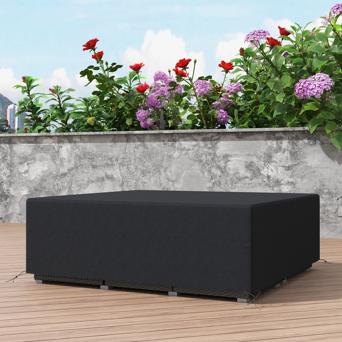 600D Oxford Waterproof Garden Sofa Cover Set 225x210x70cm - Black