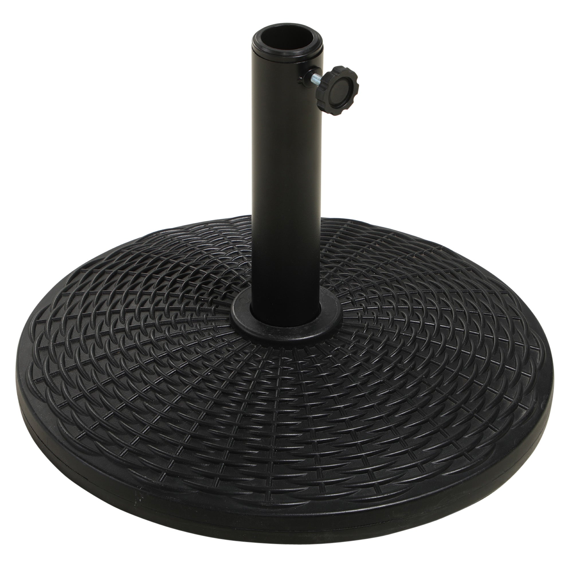 11.5 kg Plastic and Cement Rattan Pattern Parasol Base - Black