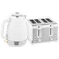 Stainless Steel Panel Kettle and Toaster Set - White