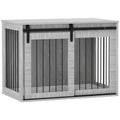 98cm Large Dog Crate Furniture with Removable Cushion - Grey