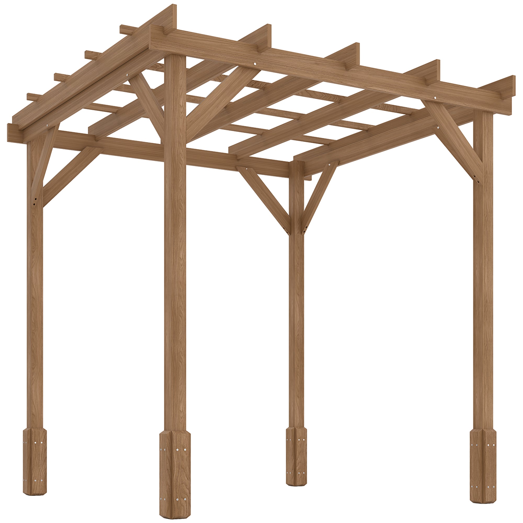 2 x 2m Wooden Pergola Kit, Decorative Garden Gazebo Shelter with Stable Structure for Climbing Vines, Flowers, Dark Brown