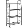 4-Tier Metal Plant Stand, Heavy Duty Ladder Shelf Potted Plants Display Rack with Lockable Wheels