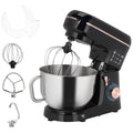 5L Stand Mixer with 1400W Motor, 6 Speeds & Pulse, Dough Hook, Whisk, Beater, Stainless Steel Bowl, Splash Guard - Black