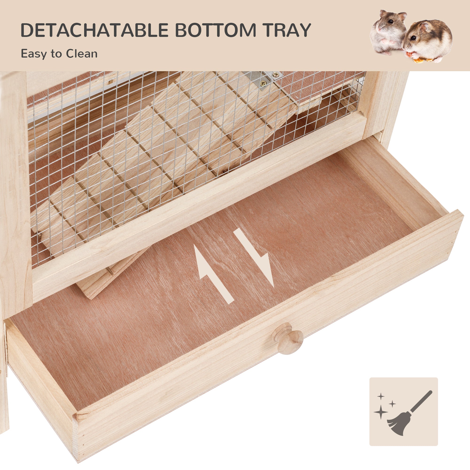 Hamster Cage Rodent Pet Small Animal Kit Large Wooden hut Box Double Layers Easy Clean 46 x 34 x 48 cm