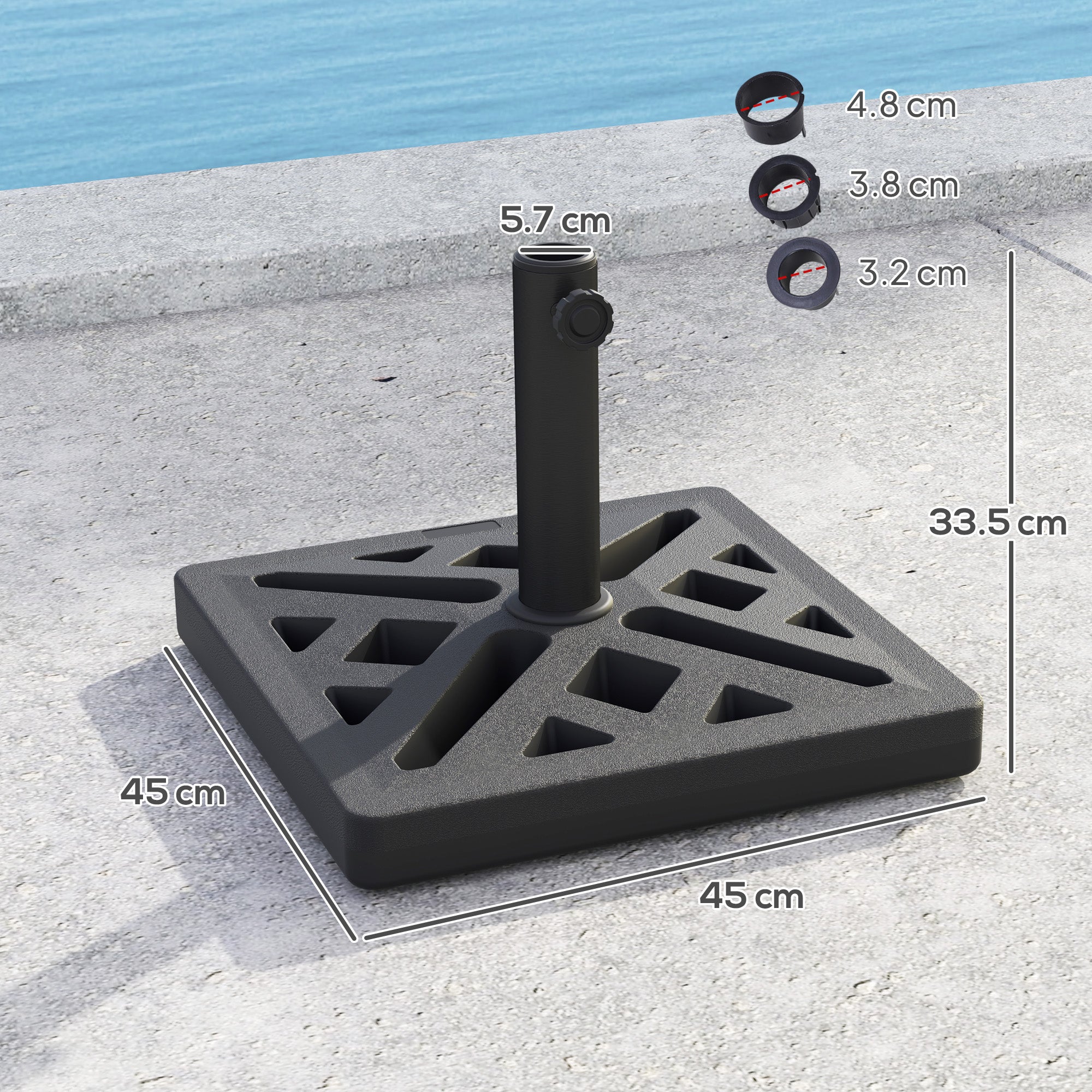 15kg HDPE Garden Parasol Base with Cut-Out Design - Black