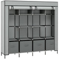 Portable Fabric Wardrobe with 10 Compartments & 4 Drawers - Dark Grey