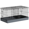 2 in 1 Guinea Pig and Rabbit Cage Playpen with Waterproof Oxford Floor for Hedgehogs - Black Grey