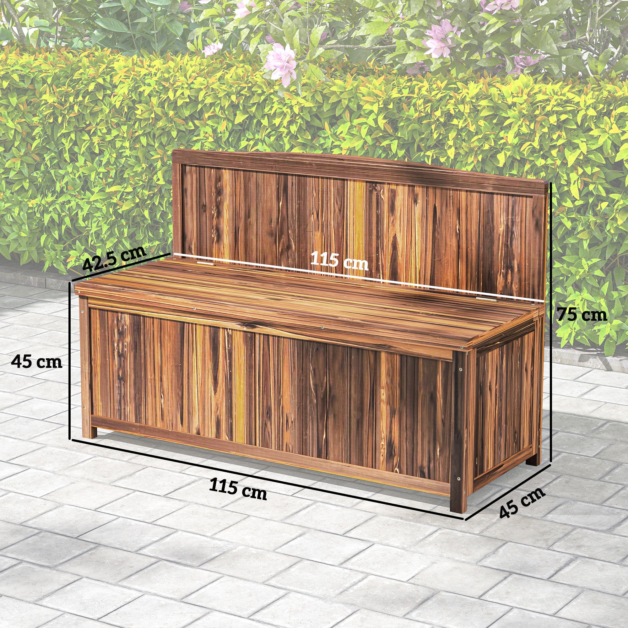 Wood Storage Bench with Ergonomic Design and Varnished Fir Wood - Brown