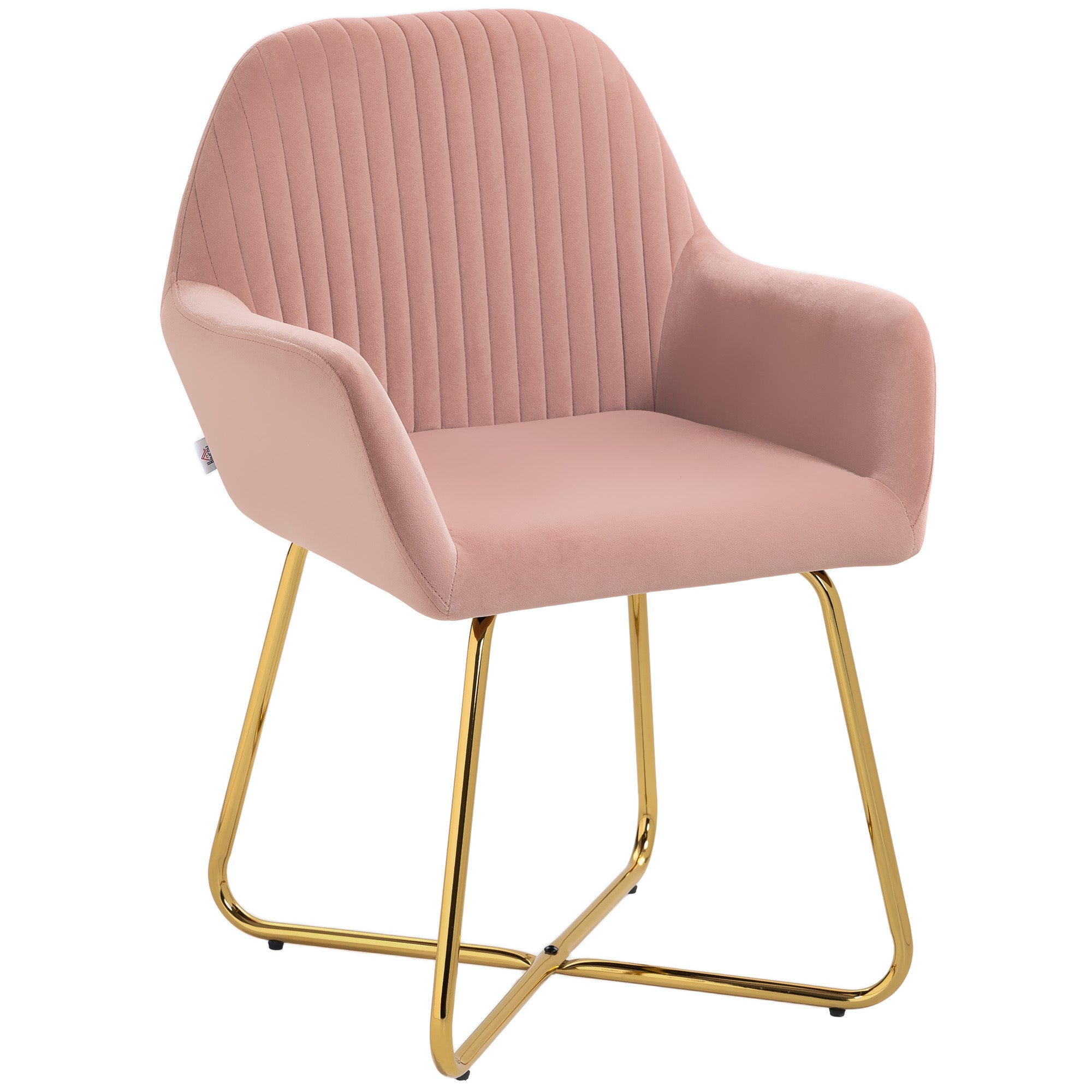 Modern Arm Chair Upholstered Accent Chair with Metal Base for Living Room Pink