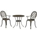 3 Piece Aluminium Garden Bistro Set with Adjustable Feet - Bronze Tone