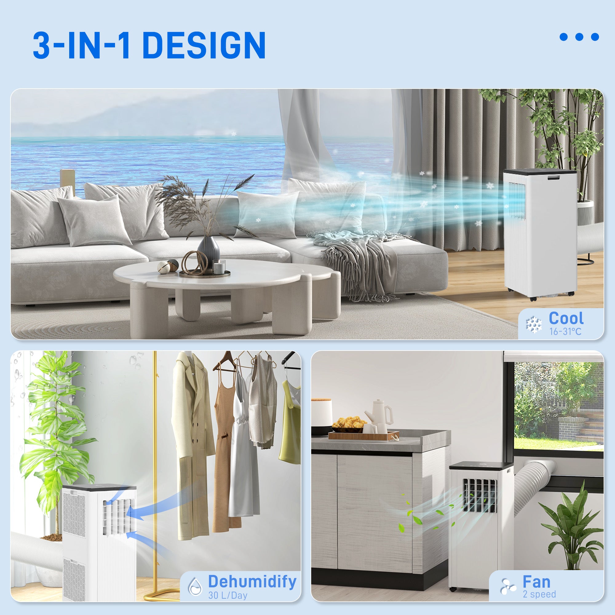 7,000 BTU App-Controlled Mobile Air Conditioner, 15m² Radius - White