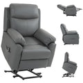 Electric Power Lift Recliner Chair with Remote Control - Charcoal Grey Faux Leather
