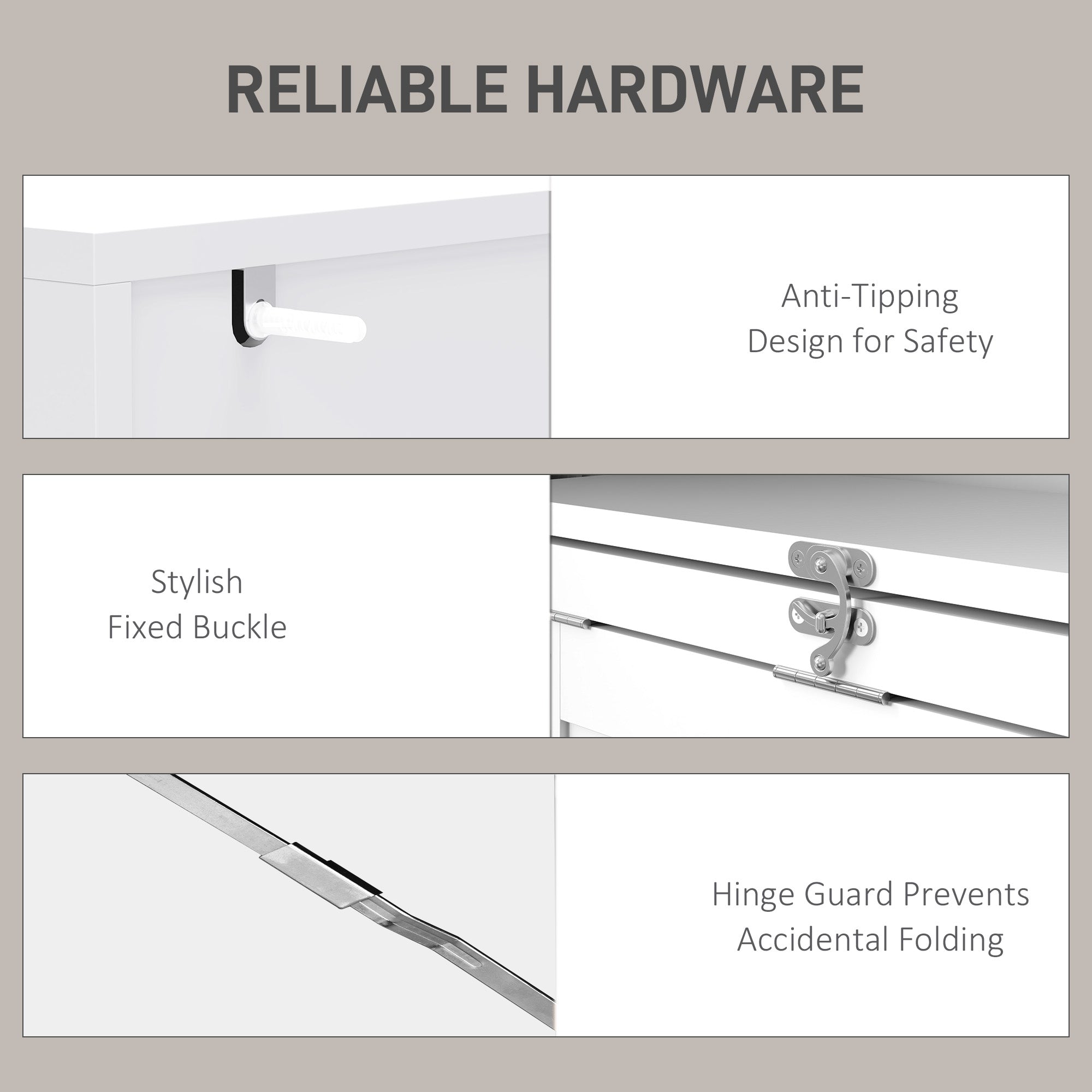 Three-Part Work Desk, with Storage and Writing Board - White