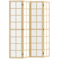 4 Panel Folding Room Divider 160x170cm Freestanding Privacy Screen - Natural Wood Finish