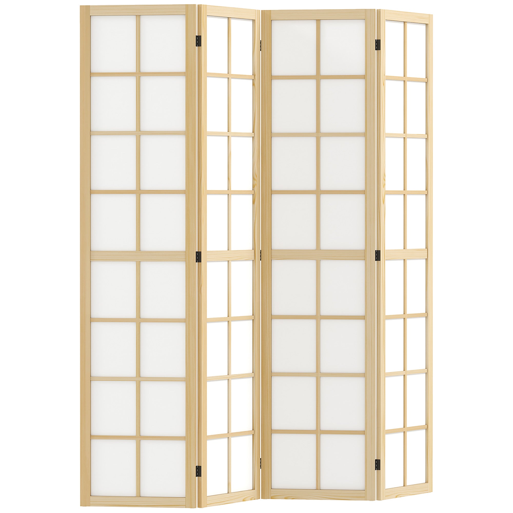 4 Panel Folding Room Divider, Freestanding Room Separator, Indoor Privacy Screen for Living Room, Bedroom, 160 x 170cm