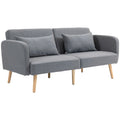 Two-Seater Click-Clack Sofa Bed with Pillows - Grey